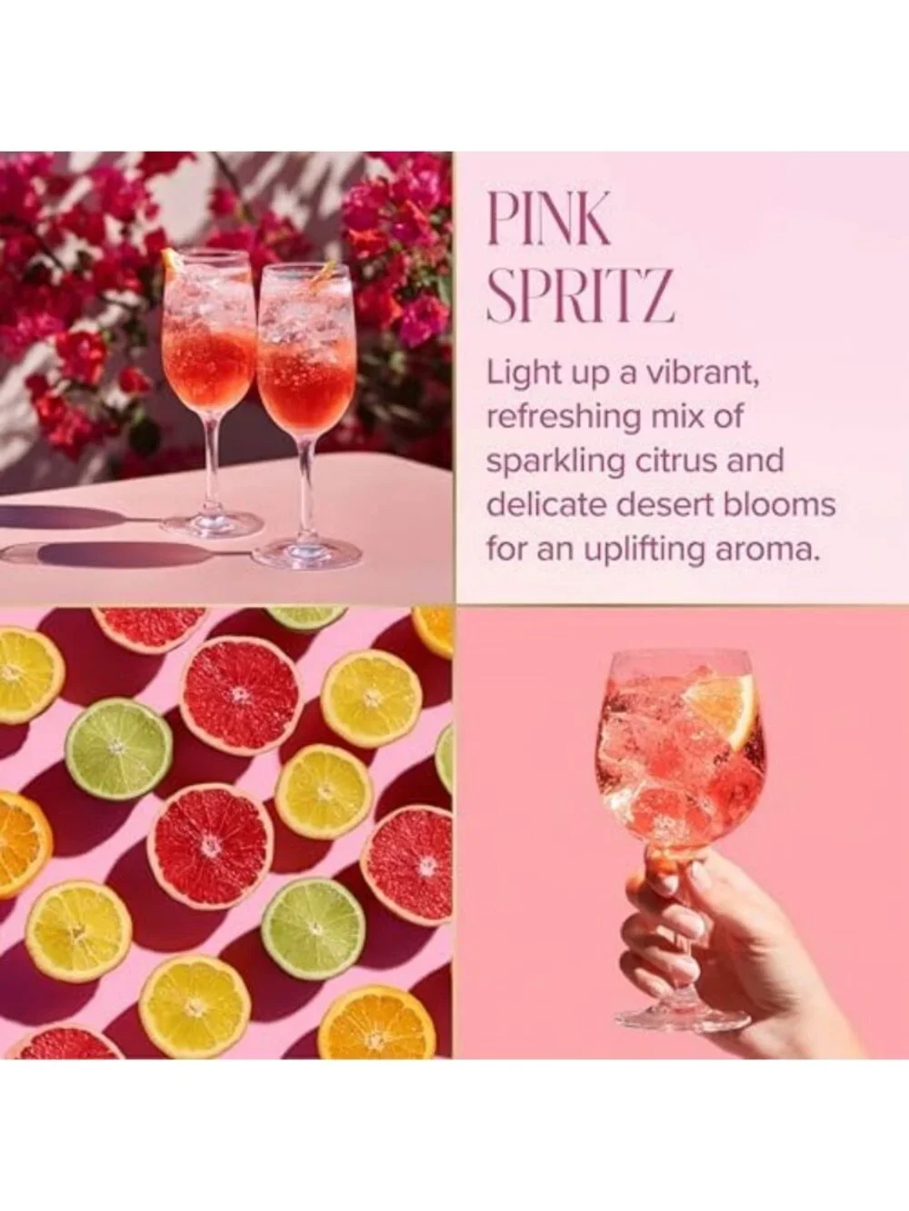 Pink Spritz Scented Candle in Bubble Glass, Iridescent Finish, 18 oz Premium Wax